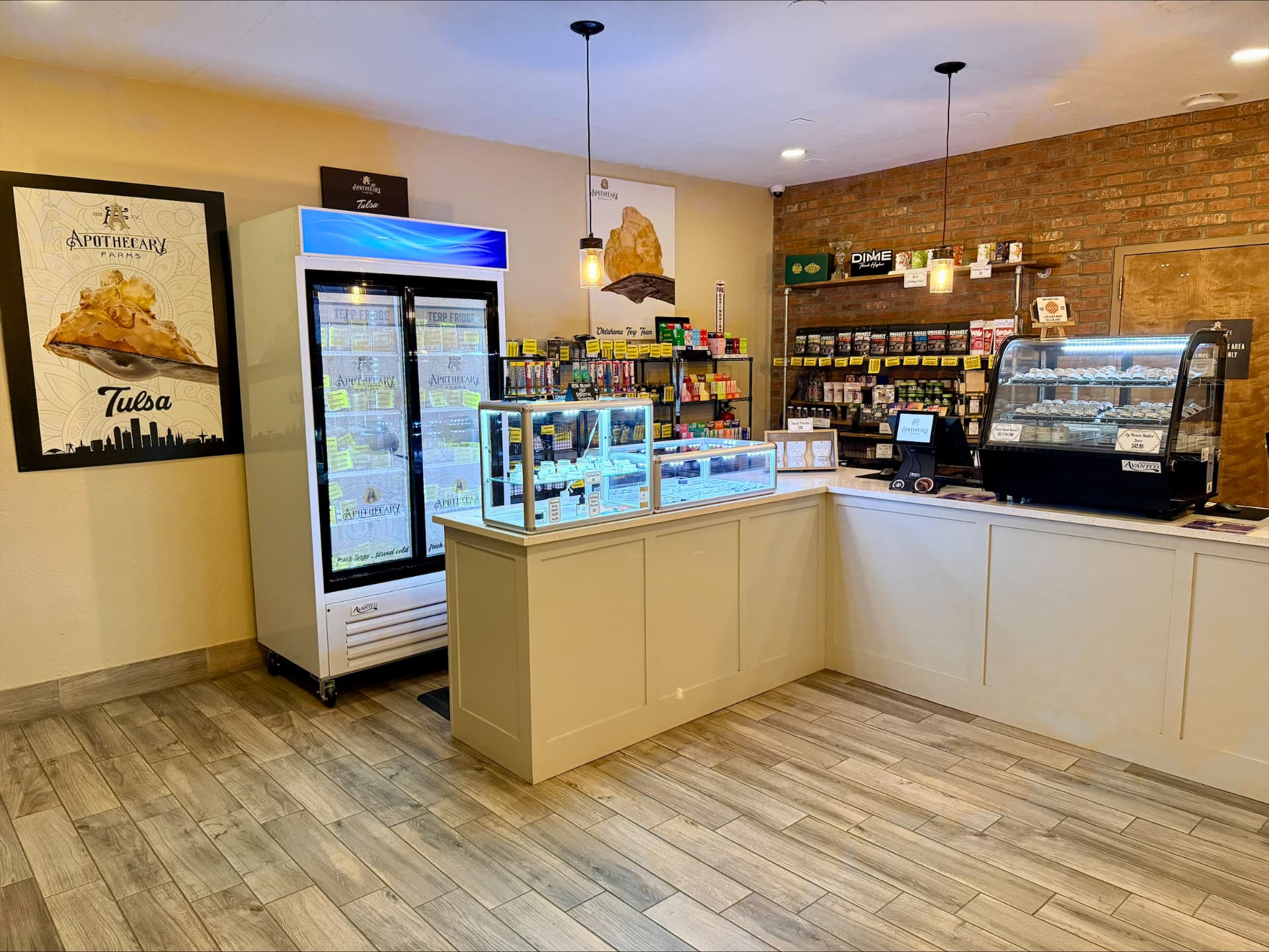 Apothecary Farms Tulsa sales floor with terp fridge and concentrate display cases