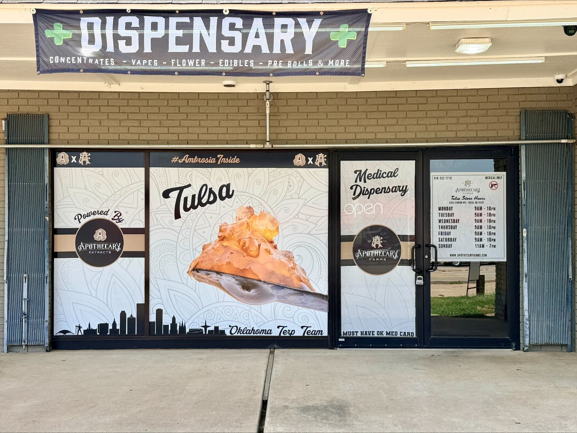 Apothecary Farms Tulsa dispensary storefront on South Union Avenue